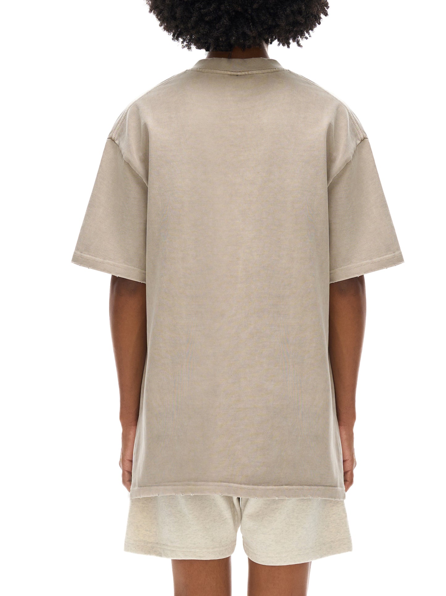 Humanist Heavyweight Vintage Washed Frayed T-Shirt – Washed Sand Description: