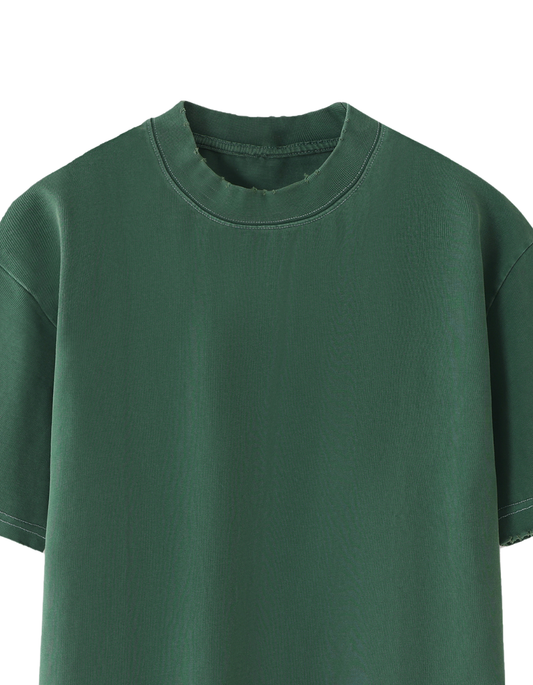 Humanist Heavyweight Vintage Washed Frayed T-Shirt – Washed Forest Green