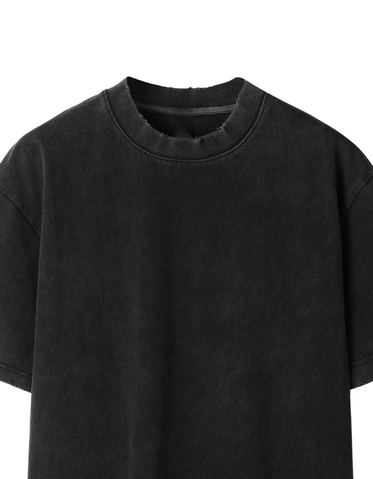 Humanist Heavyweight Vintage Washed Frayed T-Shirt – Washed Black