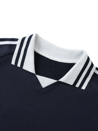 Contrast Striped Lapel Collar Tshirt Humanist Shop