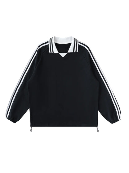 Contrast Striped Lapel Collar Tshirt Humanist Shop