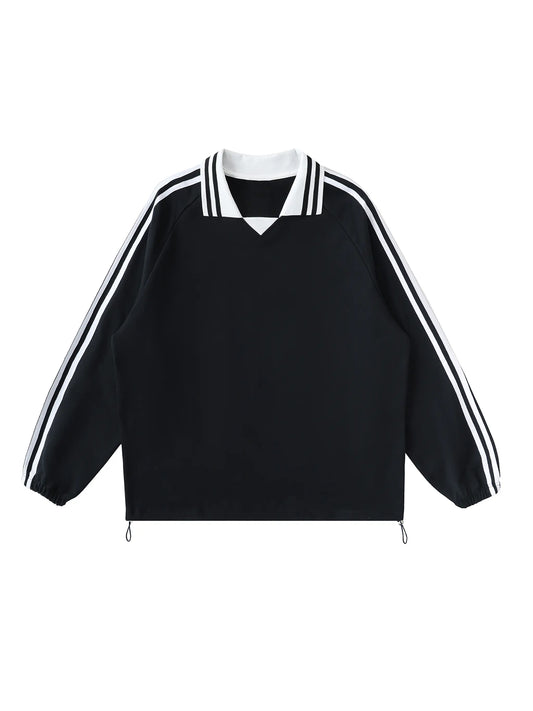 Contrast Striped Lapel Collar Tshirt Humanist Shop